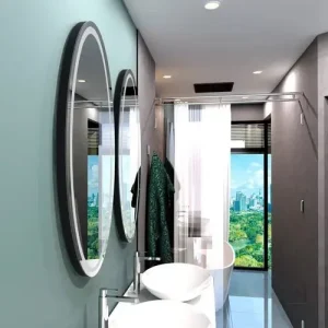 Miroir antibuée ovale avec éclairage LED intégré