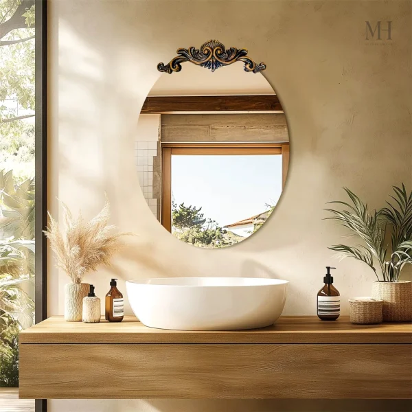 Miroir rond baroque au cadre doré