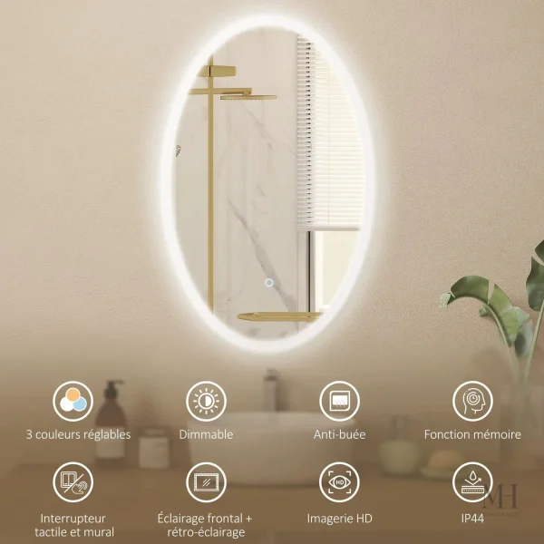 Miroir tactile avec éclairage LED intégré
