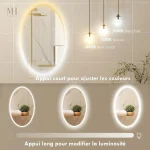 Miroir de salle de bain lumineux et anti-buée