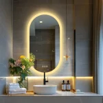 Miroir rétroéclairé pour salle de bain, design ovale moderne