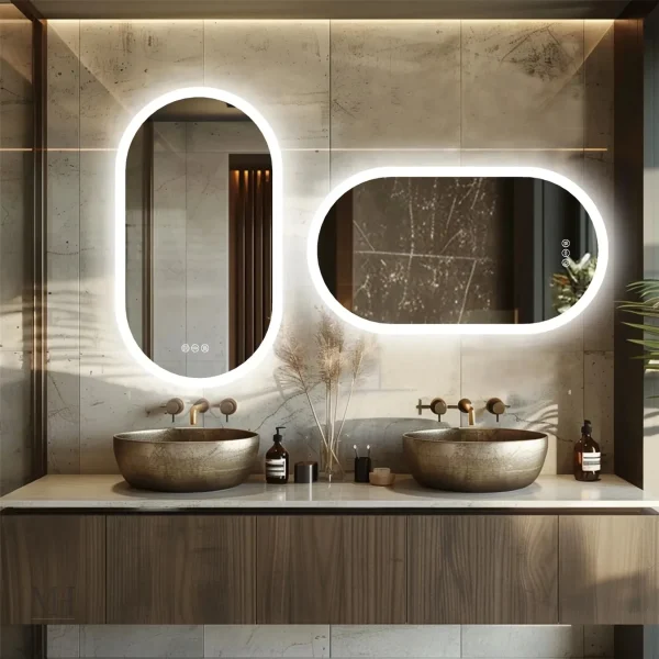 Miroir salle de bain ovale avec fonction anti-buée intégrée