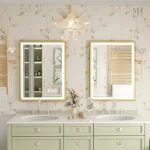 Miroir LED 80x60 cm avec cadre doré pour salle de bain