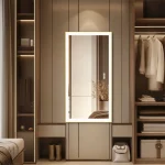 Miroir de salle de bain LED 80x60 cm avec finition dorée