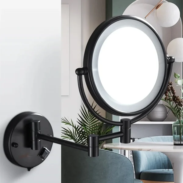 miroir-pivotant-mural-1 Miroir pivotant mural LED noir pour maquillage