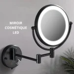 Miroir maquillage noir avec éclairage intégré