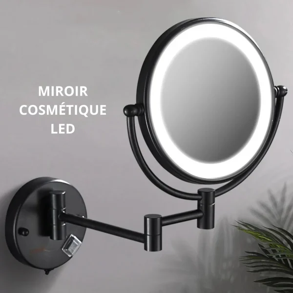 Miroir maquillage noir avec éclairage intégré