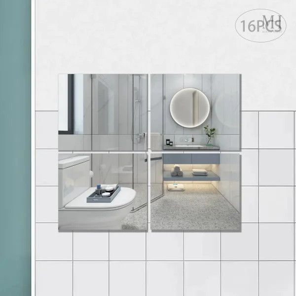 Miroir Décoratif Adhésif - Ensemble de 16