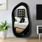 Miroir design moderne, plein pied, couleur dorée