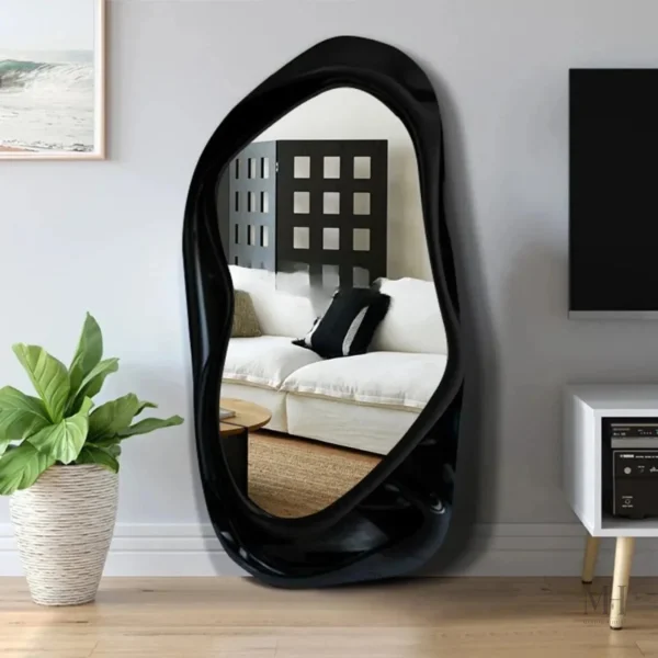Miroir design moderne, plein pied, couleur dorée