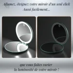 Miroir LED portable avec options de grossissement