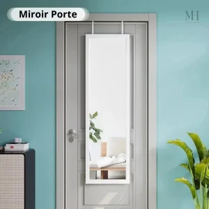 Miroir plein longueur 110x40 cm avec cadre blanc