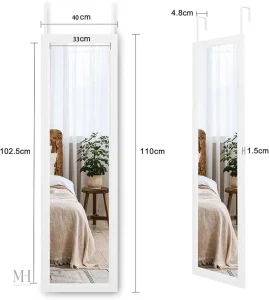 Miroir mural élégant, 110x40 cm, cadre blanc