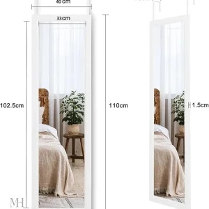 Miroir mural élégant, 110x40 cm, cadre blanc