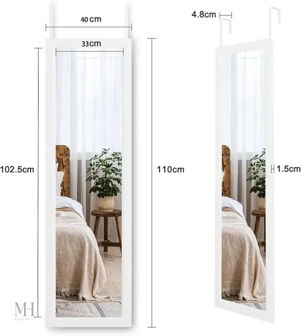 Miroir mural élégant, 110x40 cm, cadre blanc
