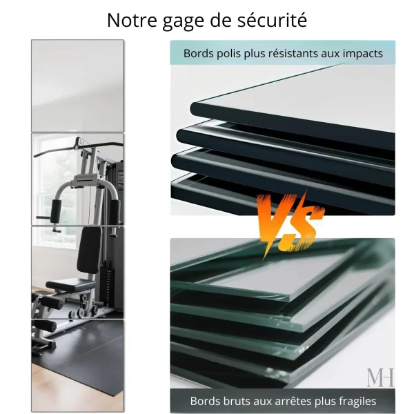 Dalles de miroir modulables pour salle de sport