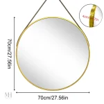 Miroir avec design minimaliste et sangle en cuir