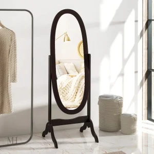 Miroir Psyché Ovale ÉLÉGANCE 147 cm en bois café