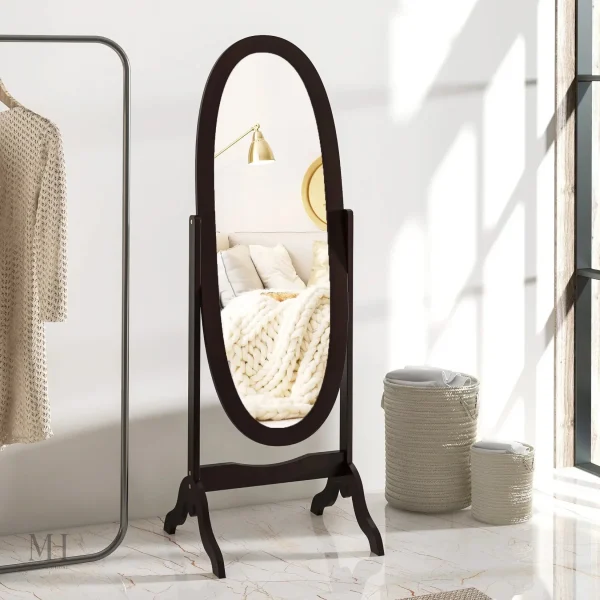 miroir-psyche-bois-1 Miroir Psyché Ovale ÉLÉGANCE 147 cm en bois café