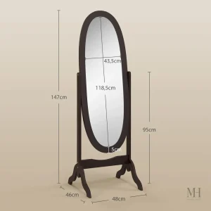 Miroir sur pied inclinable en bois élégant