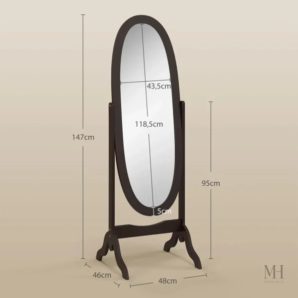 Miroir sur pied inclinable en bois élégant