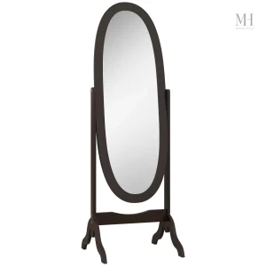 Miroir ovale en bois café pour décoration intérieure
