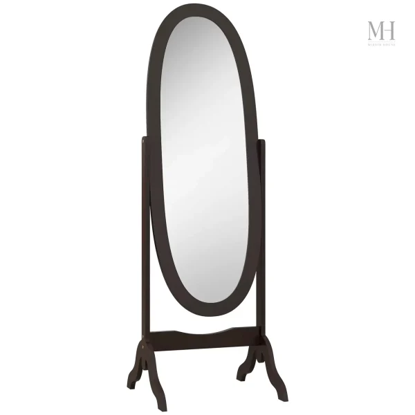 Miroir ovale en bois café pour décoration intérieure