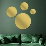 Miroir rond doré décoratif avec adhésif, 20 cm