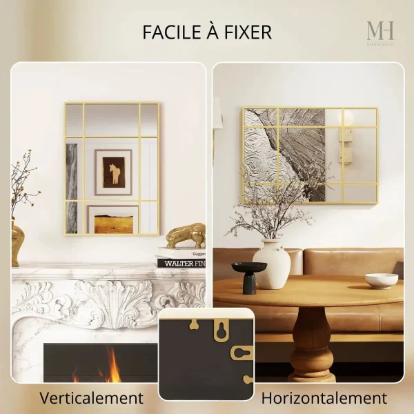 Miroir en métal doré au design intemporel et pratique
