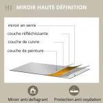 Miroir MDF noir 70x50cm, design moderne et fonctionnel