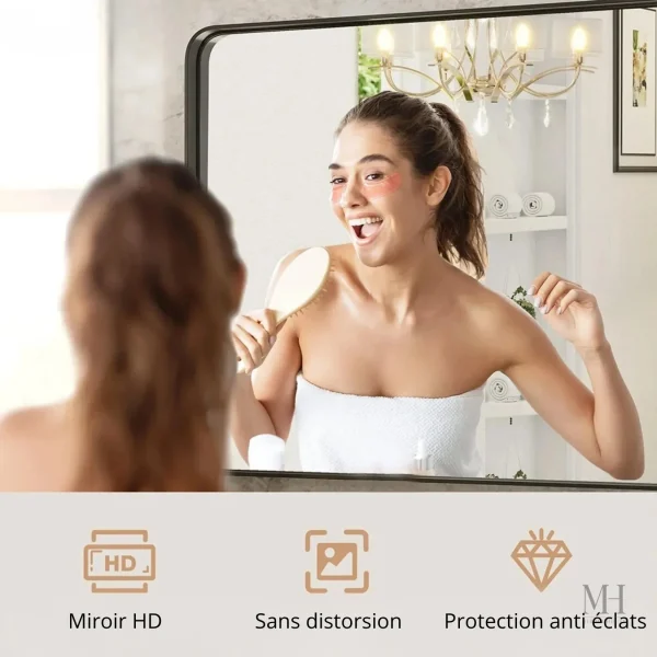 Miroir Salle de Bain Cadre Aluminium Noir