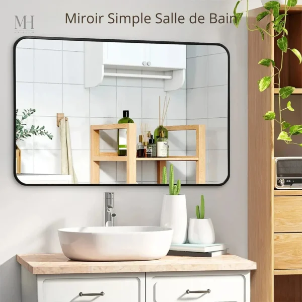 Miroir Noir pour Salle de Bain 60 x 80 cm