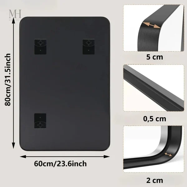Salle de Bain Miroir Rectangulaire Cadre Noir