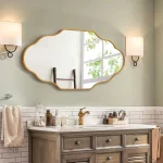 Miroir salle de bain rétro doré en forme de lanterne