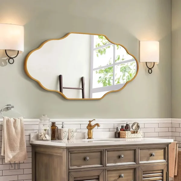 miroir-retro-salle-de-bain-1 Miroir salle de bain rétro doré en forme de lanterne