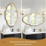 Miroir rétro en forme de lanterne, touche dorée pour style chic