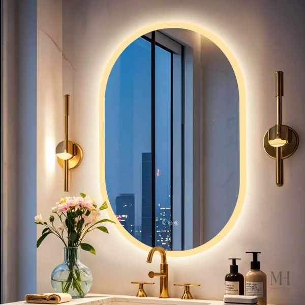 Miroir Salle de Bain Ovale avec Éclairage LED