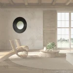 Miroir Rond en Bois d'Or Brun 82 cm au design unique