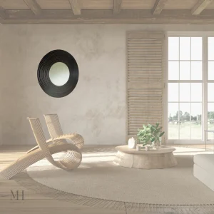 Miroir Rond en Bois d'Or Brun 82 cm au design unique
