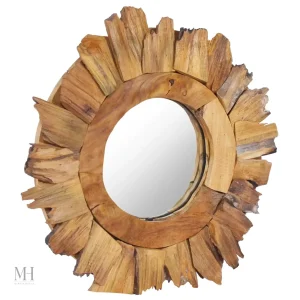 Miroir rond en teck, style rustique et chaleureux