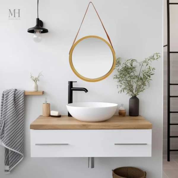 Miroir Contour Bois - Ambiance Rustique et Chaleureuse