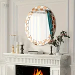 Miroir Rond Doré 80 cm Design Géométrique