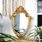 Miroir Rond Doré Baroque 31x22 cm