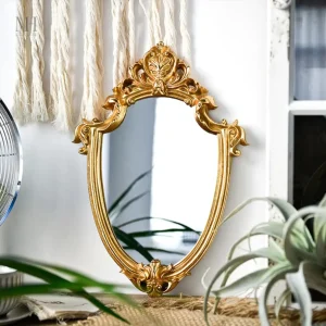 Miroir Rond Doré Baroque 31x22 cm