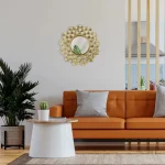 Miroir Rond Doré Design Ginkgo – Déco Murale Contemporaine