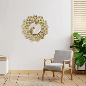 Miroir Doré en Forme de Ginkgo – Élégance et Style