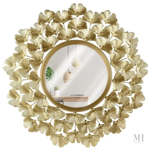Miroir Rond Doré – Accent Décoratif Unique et Chic