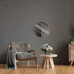 Miroir Rond en Bois Doré 30 cm au Design Élégant