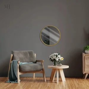 Miroir Rond en Bois Doré 30 cm au Design Élégant