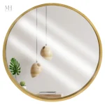 Miroir décoratif rond, finition dorée, style moderne
